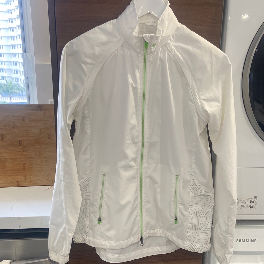 Nike White and Green Windbreaker